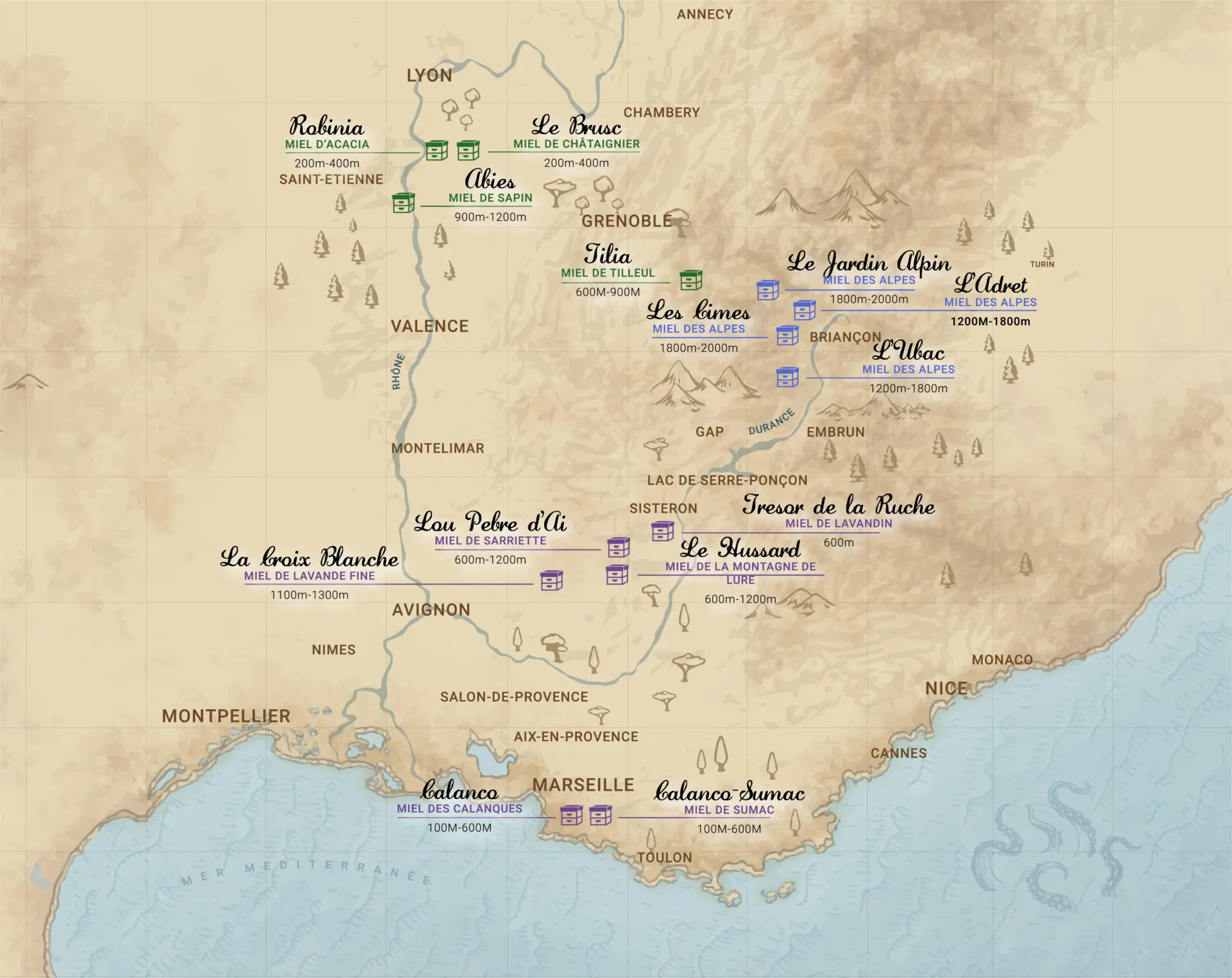 carte apis montis miels