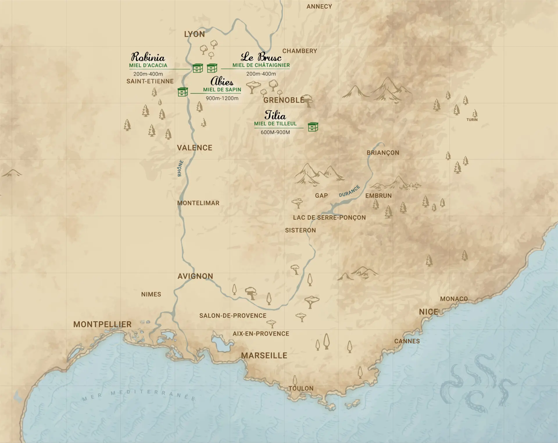 carte apis montis miels foret