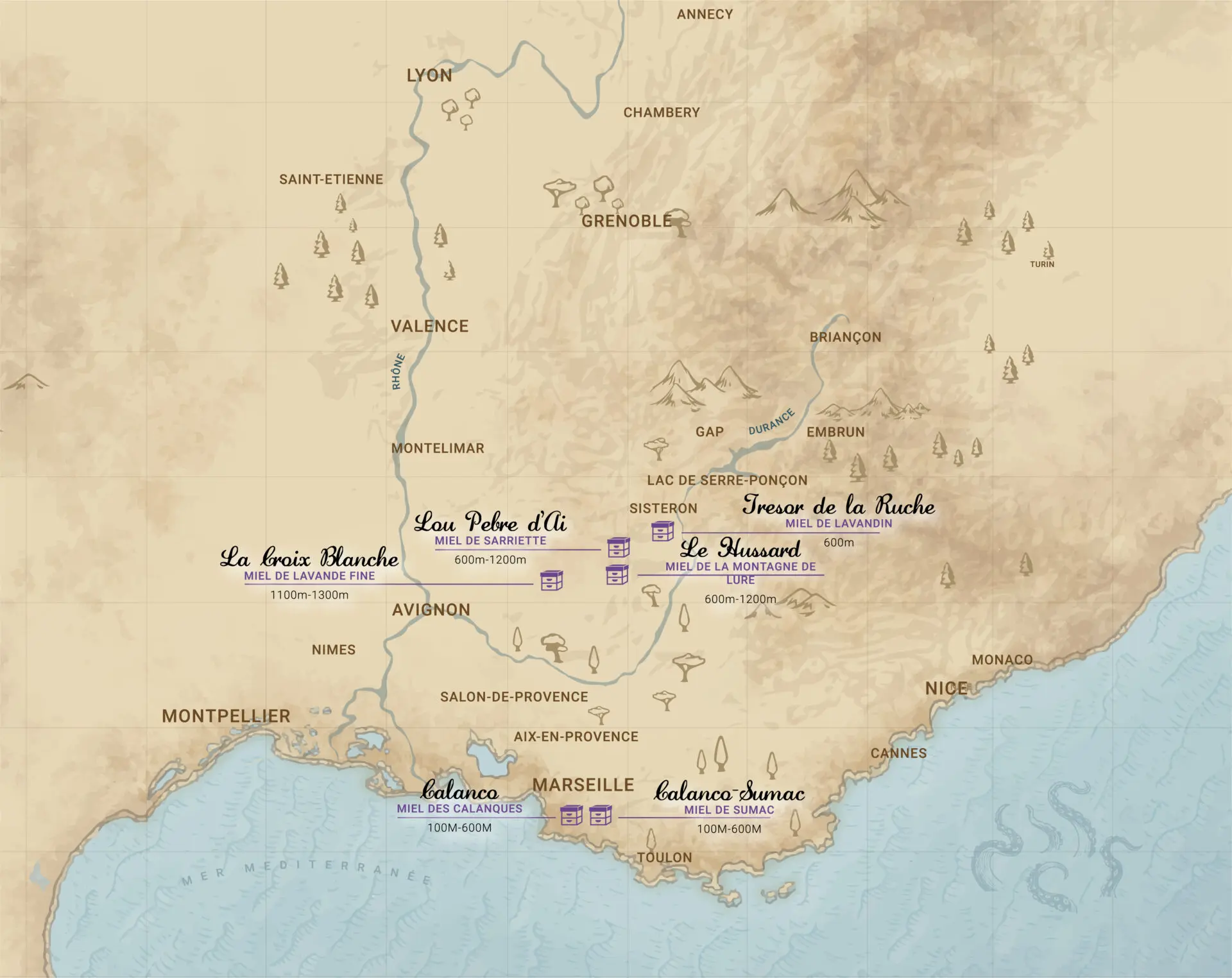carte apis montis miels provence calanques